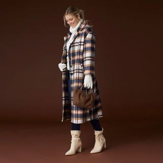 Hope Oversized Plaid Trench Coat - Winter White/Navy