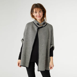 Wren Cardigan with Toggle Closure - Black/Winter White