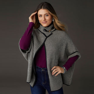 Wren Cardigan with Toggle Closure - Black/Winter White