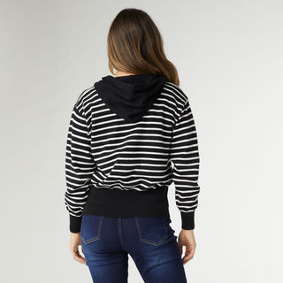 Audree Zip-Up Hooded Sweater - Black