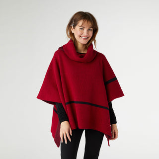 Sheldon Cowl Neck Poncho - Red