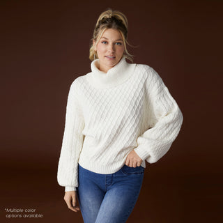 Maren Cable Knit Turtleneck Sweater - Winter White