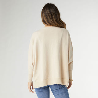 Rila Fine Gauge V-Neck Sweater with Side Slit - Taupe