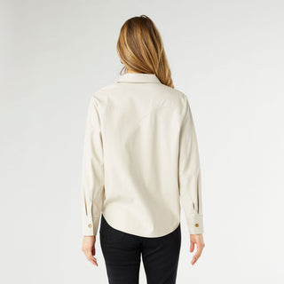 Ashton Faux Leather Shirt - Bone