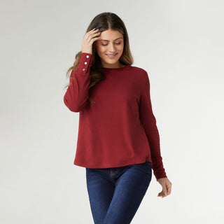 Alexis Super Soft Top with Snap Cuff - Redwood