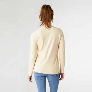 Hazel Long Sleeve Ribbed Mock Neck Top - Beige