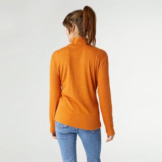 Hazel Long Sleeve Ribbed Mock Neck Top - Burnt Orange