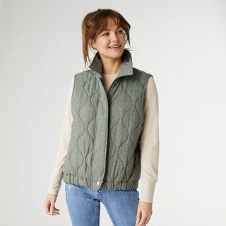 Miley Quilted Cropped Vest - Dusty Pine