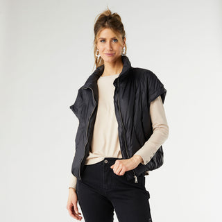 Brooke Cropped Puffer Vest - Black