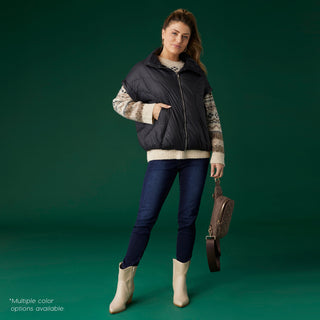 Brooke Cropped Puffer Vest - Dusty Sage