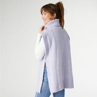 Iris Turtleneck Cable Knit Vest - Lavender Heather