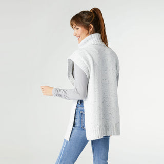 Iris Turtleneck Cable Knit Vest - Winter White