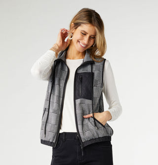 Pepper Lightweight Zip-Up Vest - Black/White