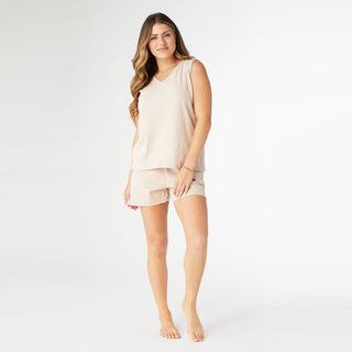 Weekend Brushed Button Back Tank - Sand