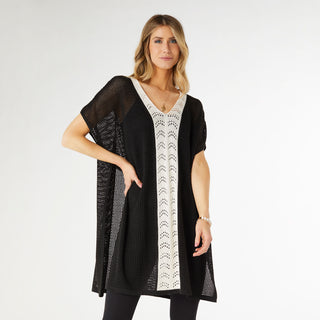 Sachie V-Neck Crochet Cover Wrap - Black