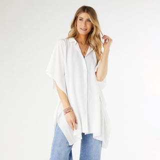 Corinne Button Front Cover Wrap - White