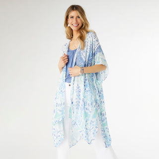 Mya Kimono - White/Denim/Mint