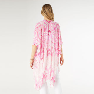 Mya Kimono - White/Pink Paisley