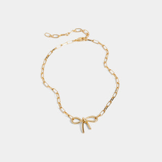 Alyssa Bow Chainlink Necklace - Gold