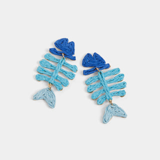 Fish Bones Earring - Blue