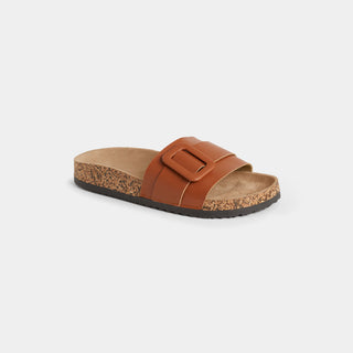 Holland Slide Sandals - Cognac