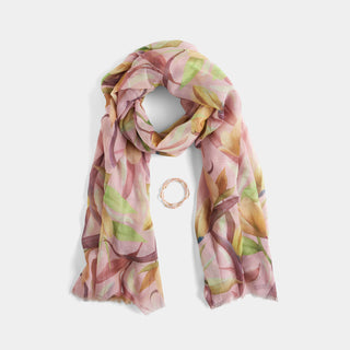 Scarf + Bracelet Gift Set - Pink Petals