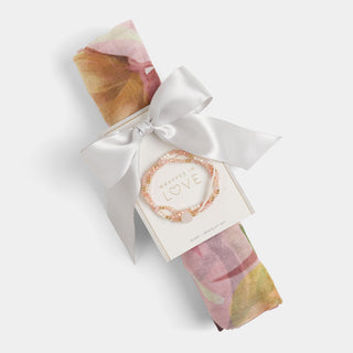 Scarf + Bracelet Gift Set - Pink Petals