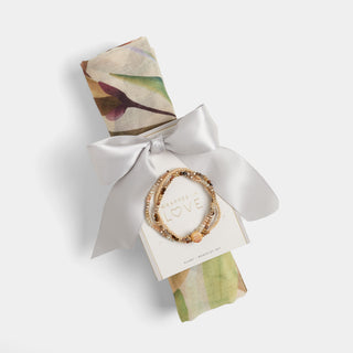 Scarf + Bracelet Gift Set - Lemon Petals