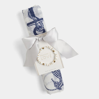 Sail Away Scarf +Bracelet Gift Set - Nautical