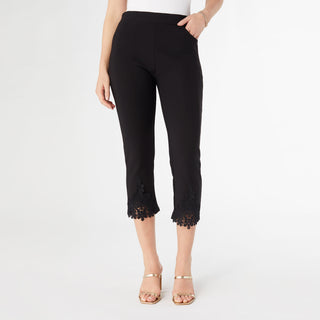 Georgie Capri with Lace Detail - Black