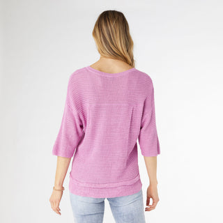 Mavis V-Neck Elbow Sleeve Knit Top - Lilac