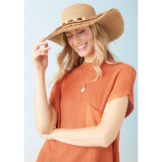 Fernanda Cap Sleeve Knit Top with Pocket - Terra Cotta