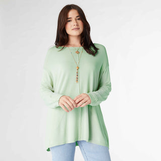 AirWeave Relaxed Top with Buttons on Cuffs - Aqua