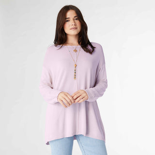 AirWeave Relaxed Top with Buttons on Cuffs - Lilac