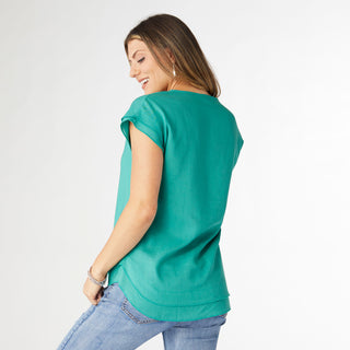 Camellia Cap Sleeve Top with Layered Bottom - Turquoise