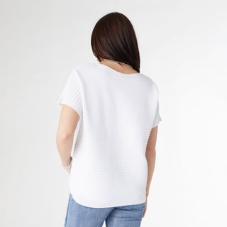 Carrigan Relaxed Short Sleeve Ribbed Top - White