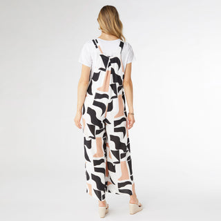 Rhoda Printed Wide Leg Jumpsuit - White/Black/Blush