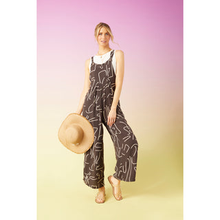 Rhoda Printed Wide Leg Jumpsuit - Walnut/Taupe