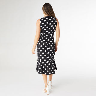 Cynthia Sleeveless Polka Dot Dress - Black/White