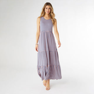 blue and pink striped maxi dress Pink Blue Striped Maxi Dress One Shoulder Balloon Sleeve Long Women Regular