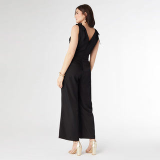 Marguerite Tie Shoulder Jumpsuit with Pockets - Black