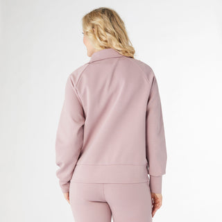 Hilarie Duo Zip Sweatshirt with Front Pockets - Misty Rose