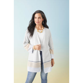 Judie Cardigan with Crochet Border - Light Grey