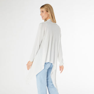 AirWeave Open Cardigan with Fringe - White