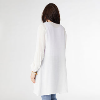 Edwina Long Sleeve Button Down Cardigan - White