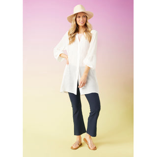 Edwina Long Sleeve Button Down Cardigan - White