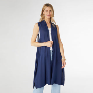 AirWeave Long Vest with Front Pockets - Navy