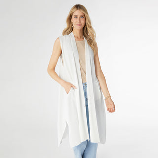 AirWeave Long Vest with Front Pockets - White