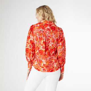 Sunset Bloom Floral Printed Blouse - Hibiscus Floral