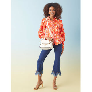 Sunset Bloom Floral Printed Blouse - Hibiscus Floral